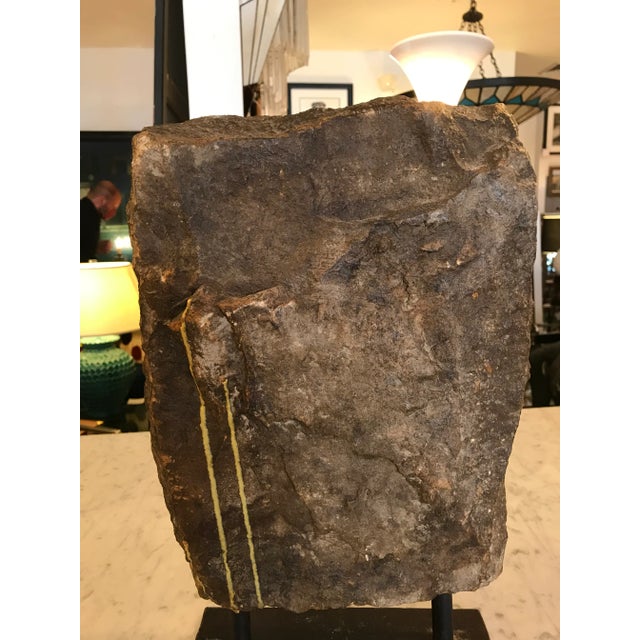 Antique Original Primitive Grinding Stone on Custom Iron Stand For Sale In Miami - Image 6 of 9