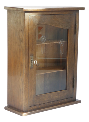 Vintage Oak Cabinet with Beveled Glass Door, 1920s