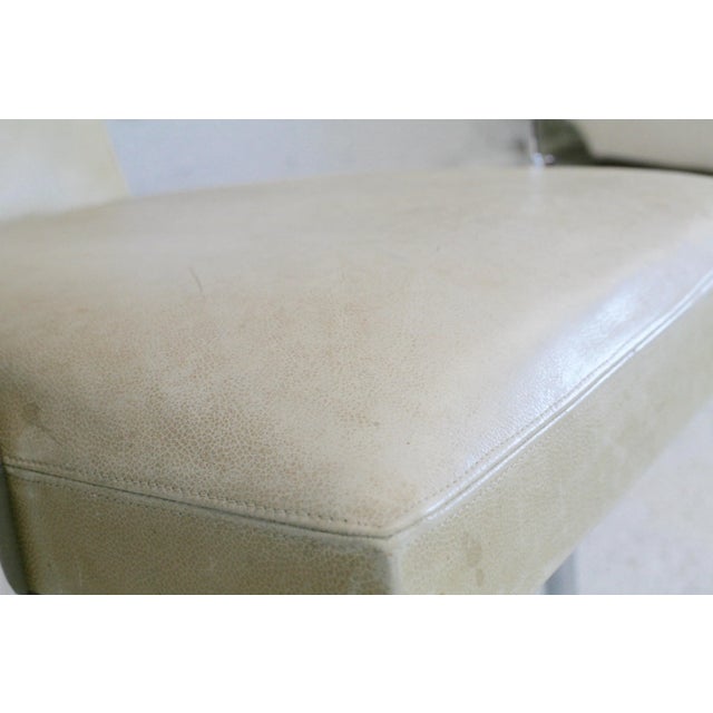 Tubular Steel and Leather Cream Armchair, France, 1970s For Sale - Image 18 of 18