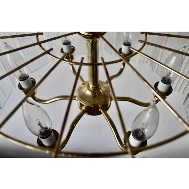 Transparent 1970s Sciolari Style Glass Rod Beveled Glass Panel Chandelier For Sale - Image 8 of 18