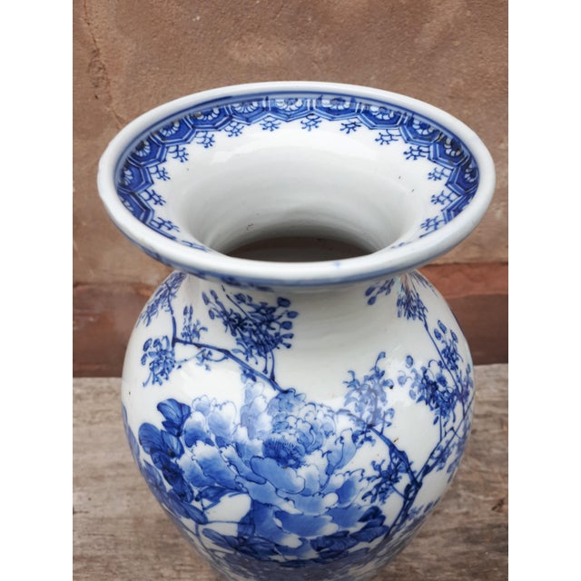 Japanese Blue and White Porcelain Vase, Japan For Sale - Image 12 of 14