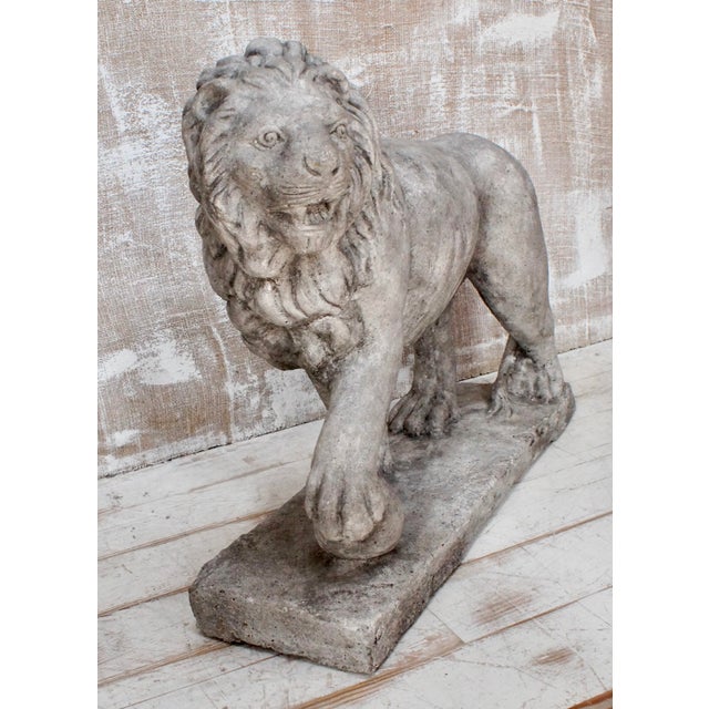 Antique Stone Medici Lion, 1920 For Sale - Image 4 of 9