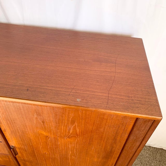 Wood Danish Mid 20th Century Modern Teak Tambour Door Highboy Dresser by Falster For Sale - Image 7 of 12