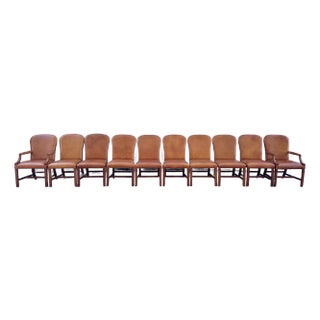 Ralph Lauren Leather Dining Chairs - Set of 10 For Sale