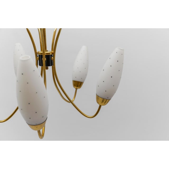 Vintage Italian Brass Spider Lamp with Dotted Glass Shades, 1950s For Sale - Image 11 of 14