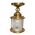Antique Colonial Brass Ceiling Light Frosted Glass Shade Floral For Sale