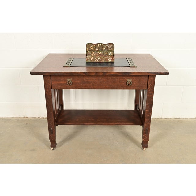 Tiffany Studios New York Grapevine Pattern Bronze and Favrile Slag Glass Letter Rack For Sale - Image 13 of 14
