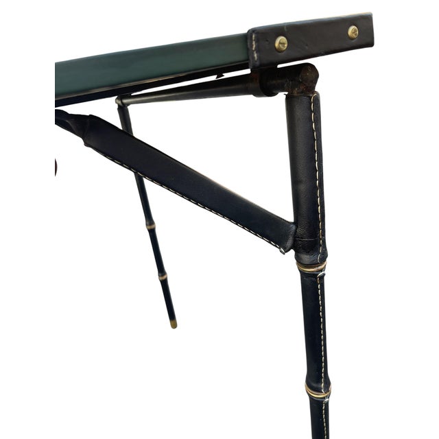 Stitched Leather Game Table from Jacques Adnet, 1950s For Sale - Image 6 of 11