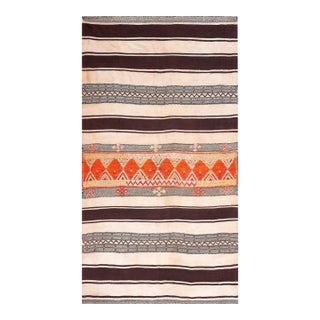 1930s Multicolor Stripe Kilim Antique Moroccan Flat-Weave & Pile Carpet 5'4"x9'6 Wool Rug For Sale