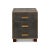 Wrapped in a faux shagreen leather in an antiqued gray leather. With gold highlights and trim, three drawers raised on...