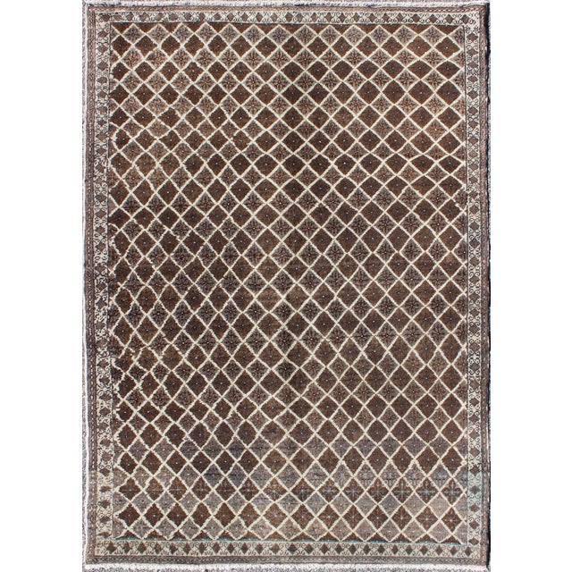 Textile Turkish Rug With Modern Diamond Design in Brown Colors For Sale - Image 7 of 7