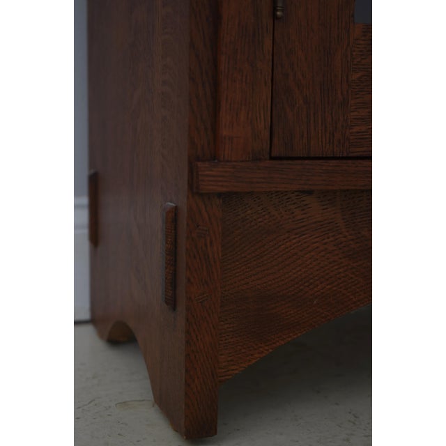 Stickley Mission Oak Leaded Glass Door Bookcase For Sale - Image 10 of 15