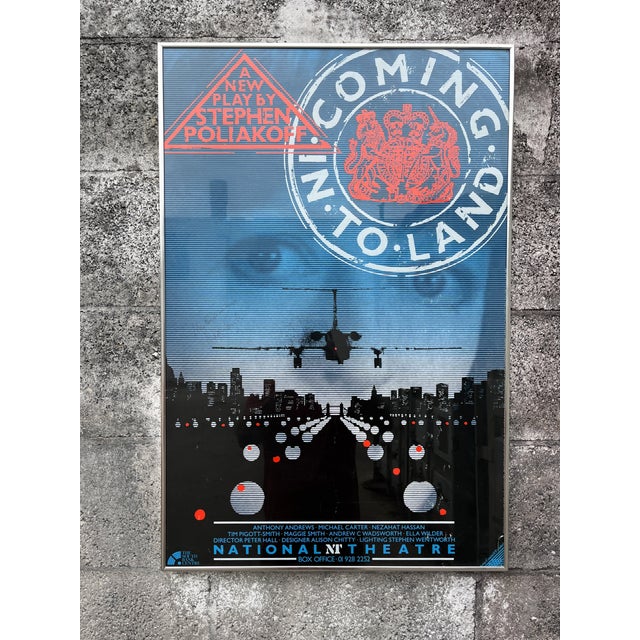 Vintage 1980s "Coming In To Land" PLay at The National Theater in London Original Promotional Poster Authographed by...