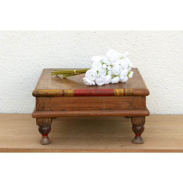 Wood Vintage Indian Teak Bajot Table For Sale - Image 7 of 7
