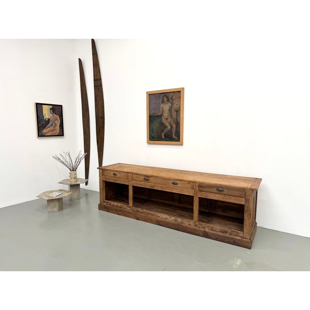 Large Vintage Pine Trade Counter, 1920 For Sale - Image 12 of 18