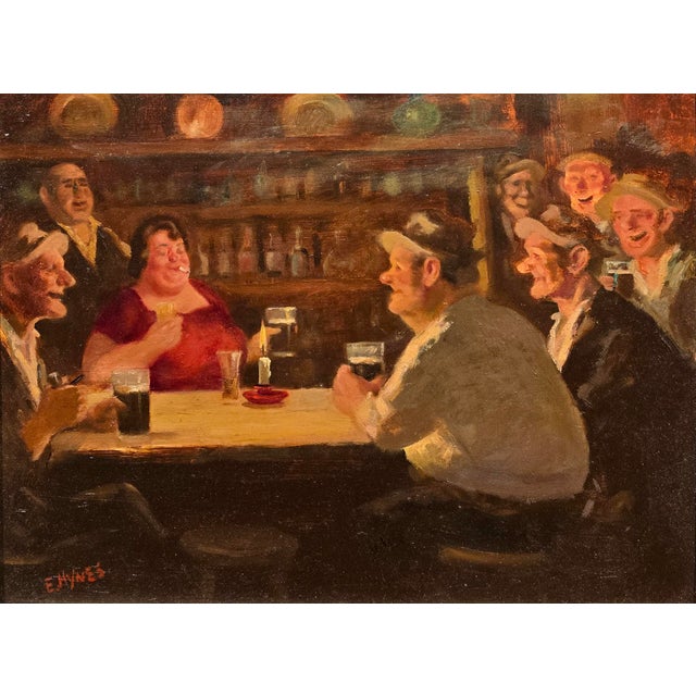 Edward Sylvester Hynes -an Evening at the Pub W/ Friends -c.1903s Oil Painting For Sale - Image 4 of 10