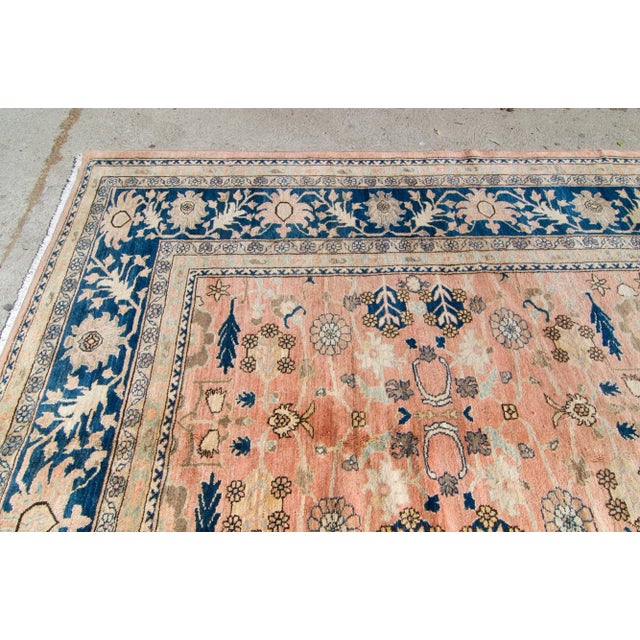 1990s 1990s Vintage Oushak Allover Salmon Navy Hand-Knotted Rug - 12’ X 18’1" For Sale - Image 5 of 10
