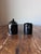 Vintage 1978 Fitz and Floyd Black Glazed Sugar Bowl with lid and Creamer Made in Japan Sugar - 5.5” width, 2 7/8” depth...