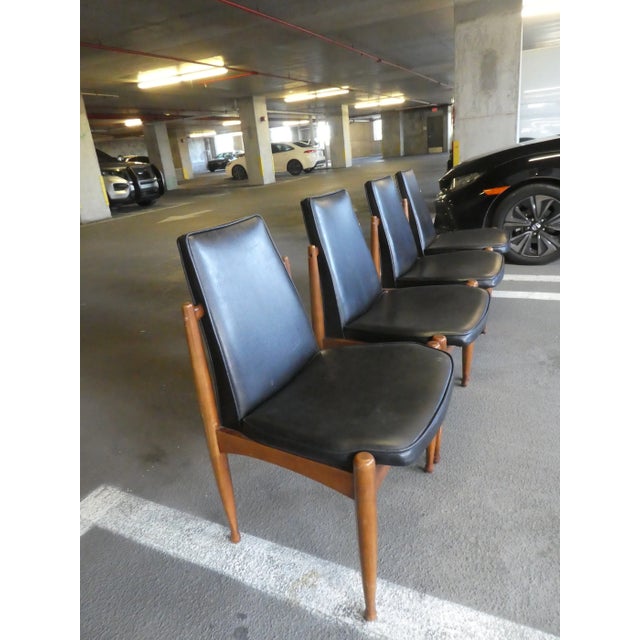 1960s Mid Century Modern Dining Table With 3 Leaves and 4 Chairs - Set of 5 For Sale In Miami - Image 6 of 13
