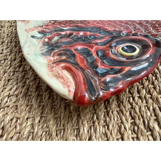 Figurative Early 20th Century Bordallo Pinheiro Portuguese Majolica Fish Plate Platter For Sale - Image 3 of 11