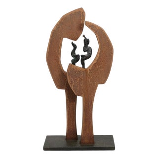 Sculpture with Figures, 1990s, Stone, Bronze & Metal For Sale