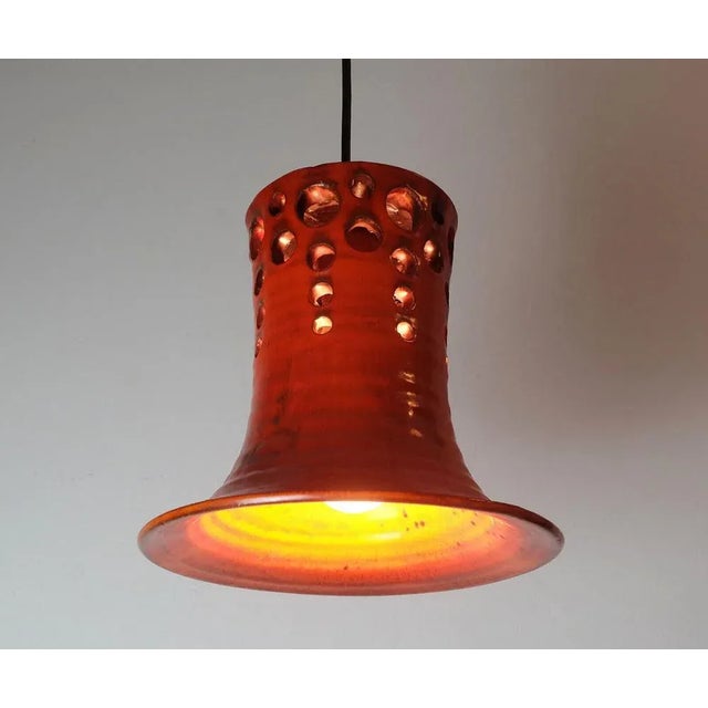Orange Mid-Century Pendant Light with Orange Ceramic Shade, 1970s For Sale - Image 8 of 11