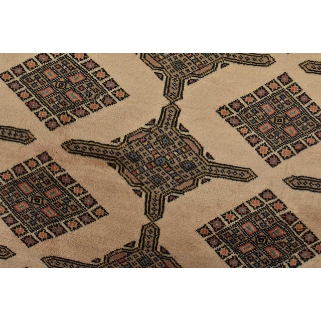 Bokhara Jaldar Rug 5’7” X 7’8” Beige Wool Tribal Hand-Knotted Oriental Carpet For Sale - Image 4 of 12