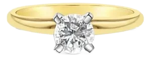 Half Carat Solitaire Diamond Engagement Ring .50cttw 14k Yellow Gold, Size 6