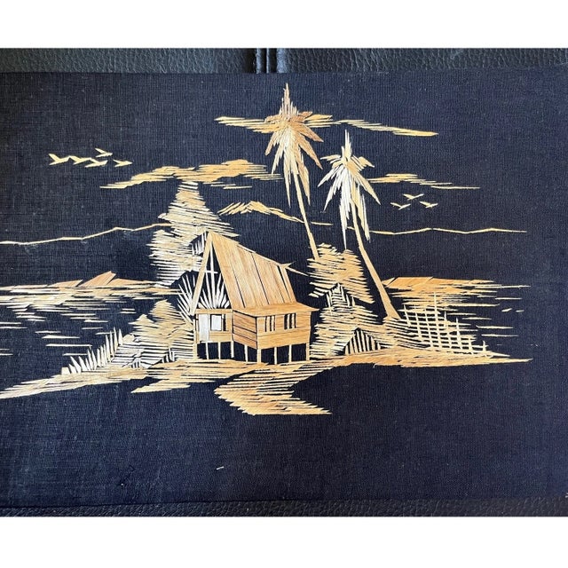 10 Vintage Indonesian Wheat Straw Art Panels Mid Century Balinese Folk Art 8" For Sale - Image 10 of 13
