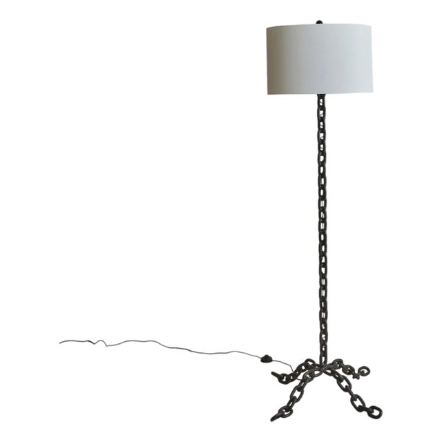 French Iron Chain Floor Lamp, 1960s For Sale