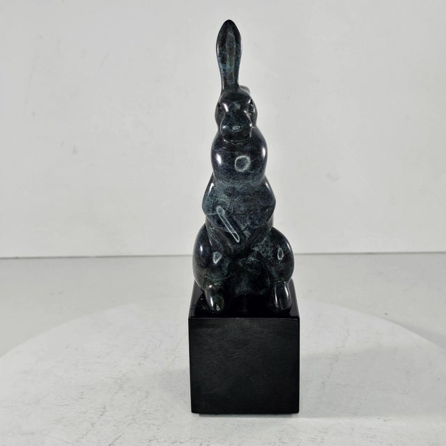 Tim Cherry Bronze Rabbit Hare Sculpture 70/75 Limited Edition Black Base 7.25" For Sale - Image 4 of 10