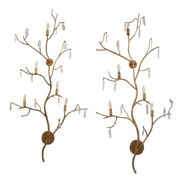 Currey & Co Forest Wall Sconces - Pair For Sale
