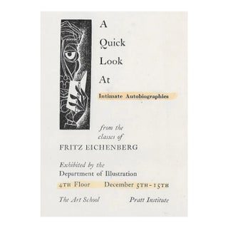 1950s Pratt Institute Exhibition Invitation of the Students of Fritz Eichenberg For Sale