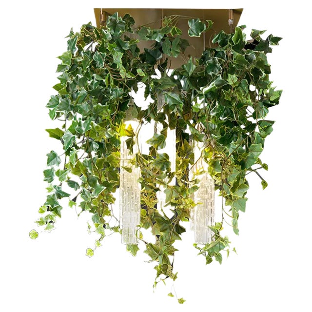 Flower Power Chandelier with Murano Glass and Artificial Ivy from VGnewtrend For Sale