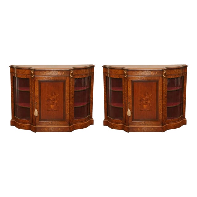 Pair of Rare Antique Walnut English Console Tables or , Cabinets. For Sale
