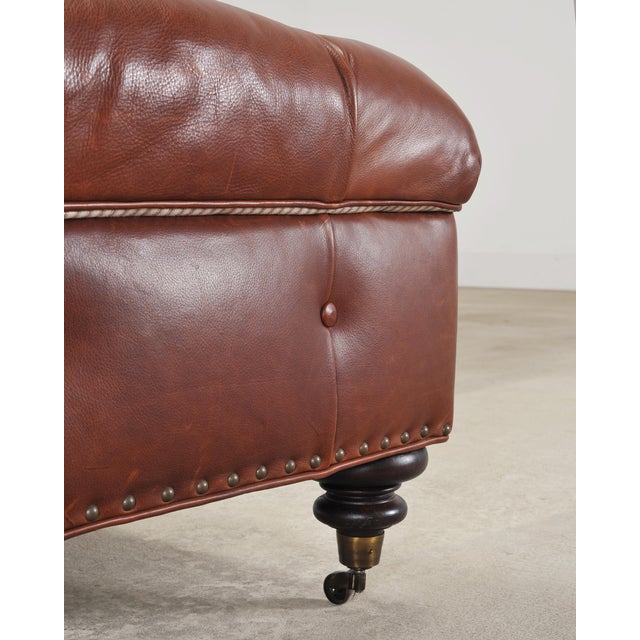 Ralph Lauren English Brierly Leather Writer's Ottoman 4 Ft For Sale - Image 13 of 18