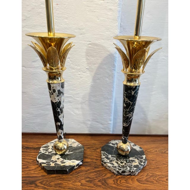 Stone Banci Brass and Marble Table Lamps, 1970, Set of 2 For Sale - Image 7 of 18