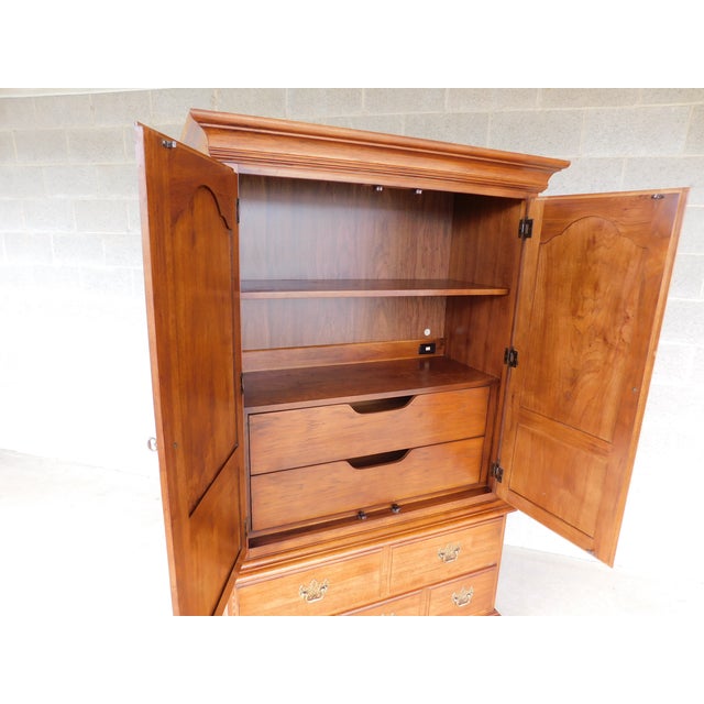 Chippendale Thomasville Fisher Park Pecan Wood Armoire Tall Chest For Sale - Image 3 of 15