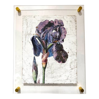 Purple Iris - Hand Textured Purple Flower For Sale