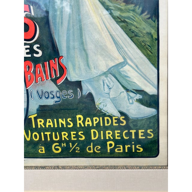 Large French Railroad "Plombières-Les-Bains" Poster by Hugo d'Alesi for Chemins De Fer De L'Est, C. 1897 For Sale In Los Angeles - Image 6 of 10