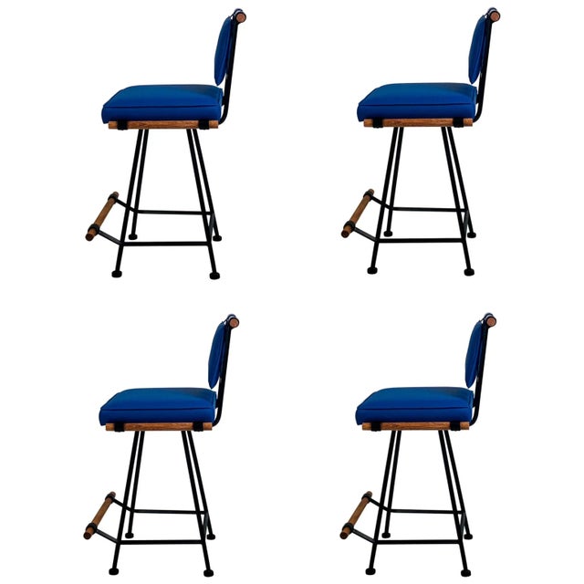 California Modern Swiveling Counter Stools - Set of 4 For Sale - Image 10 of 10