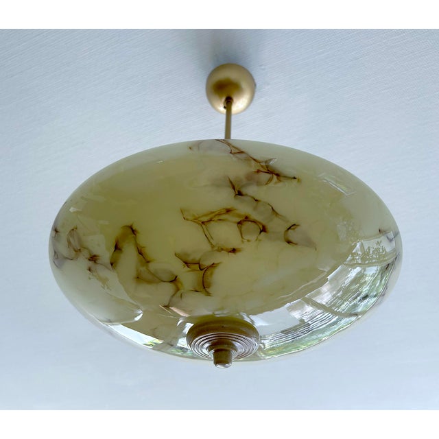 Art Deco Pendant Light in Ivory Marble Glass, 1930s For Sale - Image 6 of 18