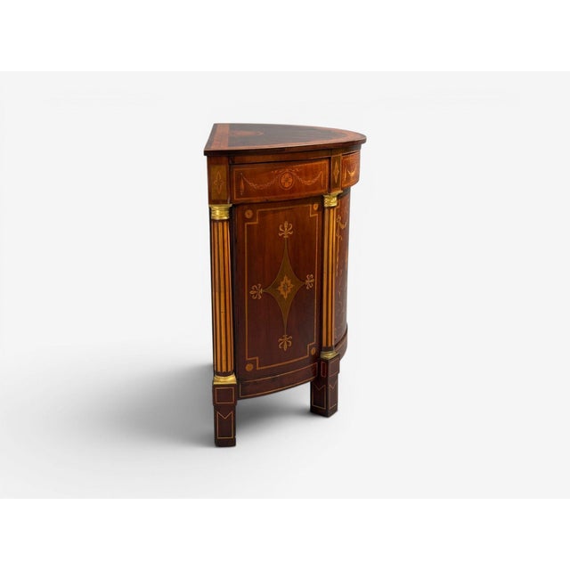 1830s English Neoclassical, Demi Lune Cabinets, Bronze, Satinwood Inlay For Sale - Image 15 of 17
