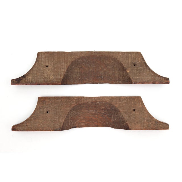 Traditional Pair of Vintage 8 In. Dark Stained Oak Drawer Pulls For Sale - Image 3 of 3