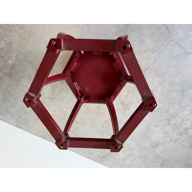 Baker Furniture Chinoiserie Style Red Lacquer Hexagonal Side Table For Sale - Image 12 of 12