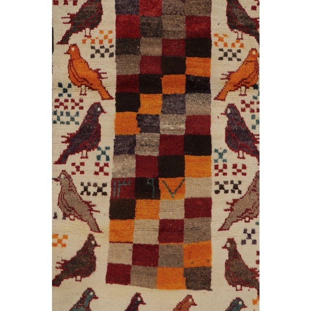 Vintage Persian Gabbeh Rug, Checkerboard and Bird Pictorials - Rug & Kilim For Sale In New York - Image 6 of 10