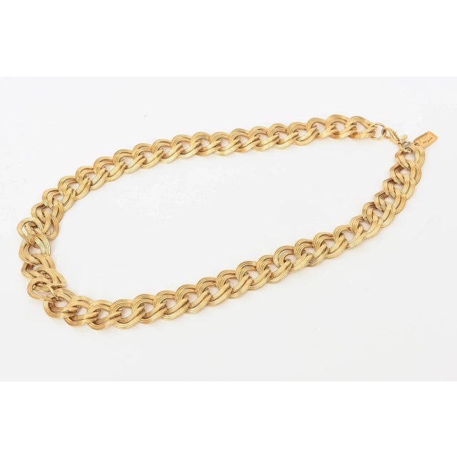 Modern Gold Metal Link Chain Necklace Signed by Dugal 1990's For Sale - Image 3 of 10