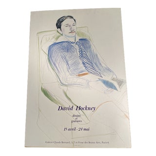 1970s David Hockney Portrait of a Young Man Dessins Et Gravures 15 Avril - 24 Mai 1972 French Exhibition Poster For Sale