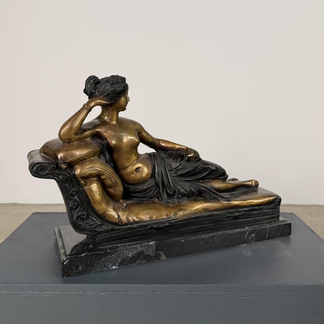 Neoclassical Bronze “Paulina on Chaise Lounge” – 19” Long For Sale - Image 4 of 7