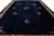 Antique Art Deco Handmade Chinese Wool Rug in Navy Blue With Floral Pattern For Sale - Image 4 of 13